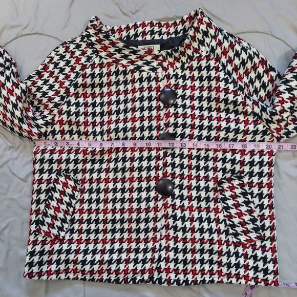 Cato Retro Houndstooth Print 3/4 Sleeved Cropped Jacket - Picture 11 of 13